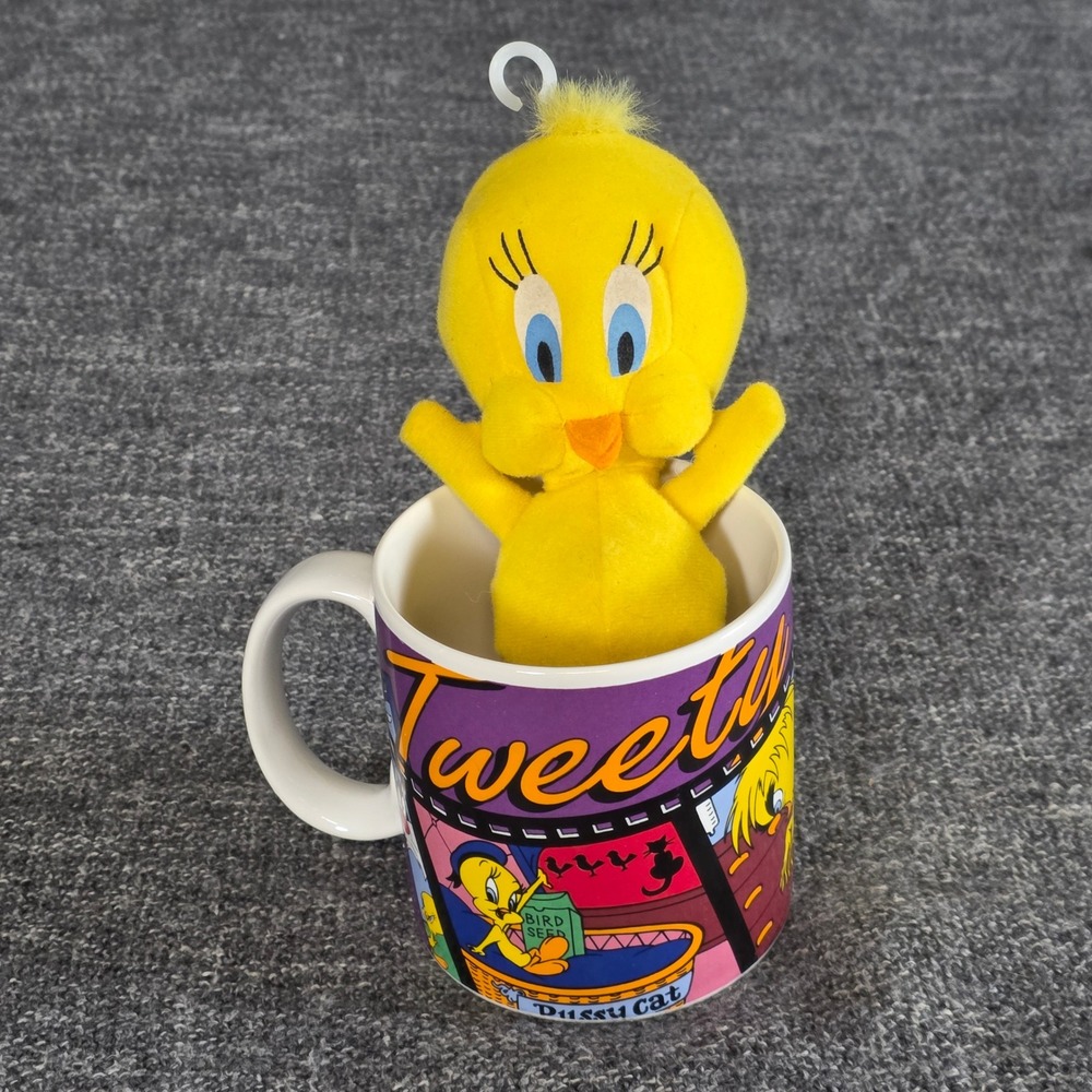 Vintage 1995 Tweety Bird Applause Mug & Plush Set Looney Tunes Warner Bros 90s